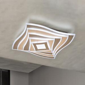 FISCHER & HONSEL LED οροφής HERO, γκριζωπό, 50x50 cm Τηλεχειριστήριο CCT dim, ρυθμιζόμενος, Καφέ / Σκουριάς, Σαλόνι / τραπεζαρία, Μέταλλο, σύγχρονο