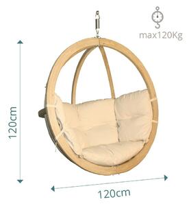 Ξύλινη Κρεμαστή πολυθρόνα Ήρα 120kg Μ120xΠ120xΥ195cm Δεν περιλαμβάνεται ο κρίκος στερέωσης