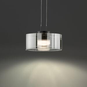 FISCHER & HONSEL Κρεμαστή λάμπα LED LAVIN, μαύρο/καπνιστό, Ø 20 cm μέταλλο/γυαλί dim, ρυθμιζόμενος, Γκρι, Σαλόνι / τραπεζαρία, Μέταλλο, σύγχρονο