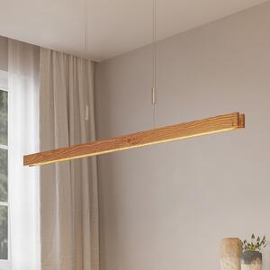 Lindby Alimara LED ξύλινο κρεμαστό φωτιστικό, ξύλο, μήκος 138 cm, ρυθμιζόμενος, Ξύλου, Σαλόνι / τραπεζαρία, Ξύλο, σύγχρονο