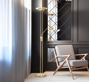 FISCHER & HONSEL Λάμπα LED Tallri ορείχαλκος Ύψος 180 cm 2-φωτιστικά CCT Touchdim, ρυθμιζόμενος, Χρυσό / Ορείχαλκου, Σαλόνι / τραπεζαρία, Μέταλλο, σύγχρονο, Φως ανάγνωσης