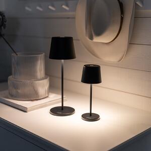 Konstsmide LED-Akku-Tischleuchte Vence, ύψος 22 cm, μαύρο, IP54, USB, ρυθμιζόμενος, Μαύρο, Σαλόνι / τραπεζαρία, Αλουμίνιο, σύγχρονο