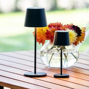 Konstsmide LED-Akku-Tischleuchte Vence, ύψος 32 cm, μαύρο, IP54, USB, ρυθμιζόμενος, Μαύρο, Σαλόνι / τραπεζαρία, Αλουμίνιο, σύγχρονο