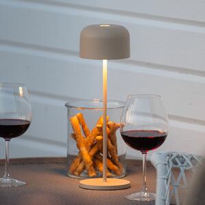 Konstsmide LED-Akku-Tischlampe Lille, ύψος 36 cm, χρώμα άμμου, IP54, USB, ρυθμιζόμενος, Μπεζ, Σαλόνι / τραπεζαρία, Αλουμίνιο, σύγχρονο