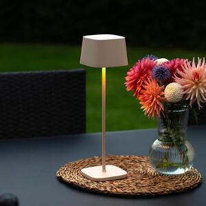Konstsmide LED-Akku-Tischleuchte Capri, ύψος 36 cm, χρώμα άμμου, IP54, ρυθμιζόμενος, Μπεζ, Σαλόνι / τραπεζαρία, Μέταλλο, σύγχρονο
