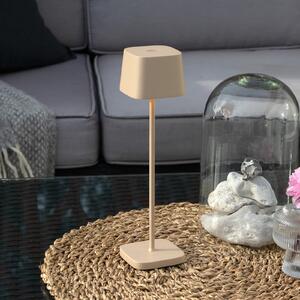 Konstsmide LED-Akku-Tischleuchte Capri, ύψος 25 cm, χρώμα άμμου, IP54, ρυθμιζόμενος, Μπεζ, Σαλόνι / τραπεζαρία, Μέταλλο, σύγχρονο