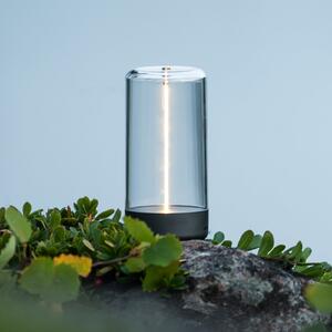 Konstsmide LED φορητή επιτραπέζια λάμπα Edison, ύψος 15 cm, γκρι/διαφανής, IP54, ρυθμιζόμενος, Διαφανές, Σαλόνι / τραπεζαρία, Πλαστικό, σύγχρονο