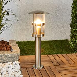 Lindby Βάση λαμπτήρα Noemi, γκρι, ανοξείδωτο ατσάλι, 50 cm, IP44, Μεταλλικό, Μέταλλο, σύγχρονο