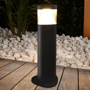 Lucande LED φωτιστικό βάθρο Milou, ύψος 30 cm, ανθρακί, αλουμίνιο, Μαύρο, Μέταλλο, σύγχρονο