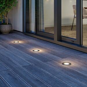 Lucande LED χωνευτό φωτιστικό δαπέδου Ava, Ø 12 cm, στρογγυλό, IP67, Μεταλλικό, Γυαλί, σύγχρονο, Φωτιστικά εσοχής στρογγυλά