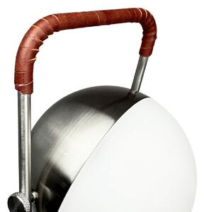 Dyberg Larsen LED-Akkutischleuchte Mova, μπορντό, IP44, ρυθμιζόμενος, Ασημένιο, Σαλόνι / τραπεζαρία, Μέταλλο, Σκανδιναβικό
