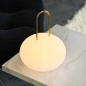 Dyberg Larsen Φανάρι LED με μπαταρία Ellipse, λευκό/ορείχαλκο, IP44, ρυθμιζόμενος, Λευκό, Πλαστικό, σύγχρονο
