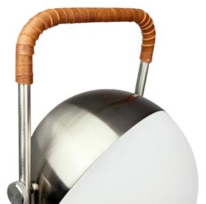 Dyberg Larsen LED-Akkutischleuchte Mova, καφέ, IP44, ρυθμιζόμενος, Ασημένιο, Σαλόνι / τραπεζαρία, Μέταλλο, Σκανδιναβικό