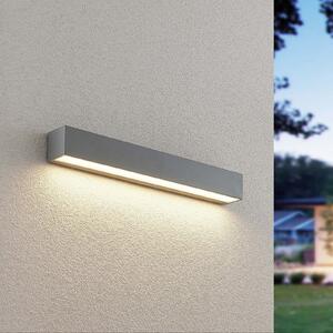 Lucande LED εξωτερικός φωτισμός τοίχου Lengo, 50cm, ασημί, κάτω, 3.000K, Μεταλλικό, Αλουμίνιο, σύγχρονο