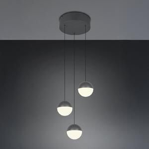 Reality Leuchten Κρεμαστό φωτιστικό LED Senta, ανθρακί, Ø 25 cm, 3.000 K 3-φωτιστικά., Μαύρο, Σαλόνι / τραπεζαρία, Πλαστικό, σύγχρονο, Σφαίρα