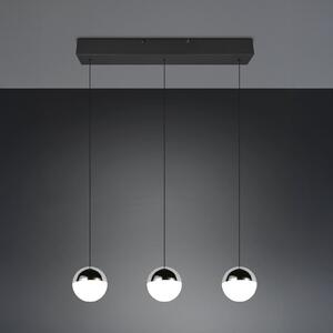 Reality Leuchten Κρεμαστό φωτιστικό LED Senta, χρώμιο, μήκος 62 cm, 4.000 K, 3 φώτα., Μεταλλικό, Σαλόνι / τραπεζαρία, Πλαστικό, σύγχρονο, Σφαίρα