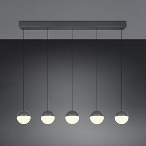 Reality Leuchten Κρεμαστή λάμπα LED Senta, ανθρακί, μήκος 114 cm 3.000 K 5 φτερά., Μαύρο, Σαλόνι / τραπεζαρία, Πλαστικό, σύγχρονο, Σφαίρα