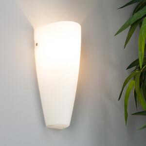 Lindby Φωτιστικό τοίχου Hermine, λευκό, γυαλί, ύψος 30cm, E27, ρυθμιζόμενος, Λευκό, Διάδρομος, Γυαλί, σύγχρονο