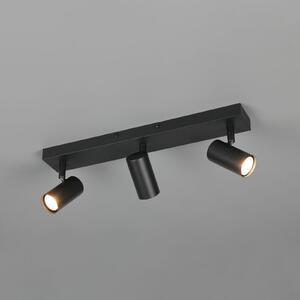 Reality Leuchten Προβολέας Taryn, μαύρο ματ, μήκος 45 cm, 3 φτερά, Mini-GU10, ρυθμιζόμενος, Μαύρο, Σαλόνι / τραπεζαρία, Μέταλλο, σύγχρονο, Ημικυκλική οροφή με απόσταση