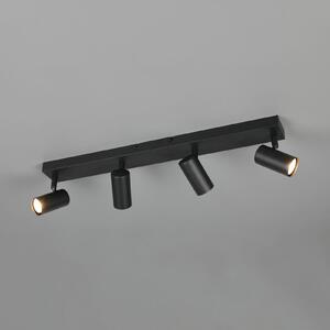 Reality Leuchten Προβολέας Taryn, μαύρο ματ, μήκος 62 cm, 4 φτερά, Mini-GU10, ρυθμιζόμενος, Μαύρο, Σαλόνι / τραπεζαρία, Μέταλλο, σύγχρονο, Ημικυκλική οροφή με απόσταση