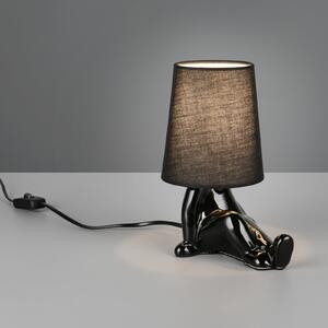 Reality Leuchten Επιτραπέζια λάμπα Huma, μαύρη, ύψος 25 cm, ύφασμα/κεραμικό, E14, Μαύρο, Σαλόνι / τραπεζαρία, Κεραμικό υλικό, Νεανική διαβίωση