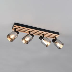 Reality Leuchten Φωτιστικό Travia, μήκος 65 cm, 4 λάμπες, μαύρο/γκρι καπνιστό, ρυθμιζόμενος, Μαύρο, Σαλόνι / τραπεζαρία, Μέταλλο, σύγχρονο, Ημικυκλική οροφή με απόσταση