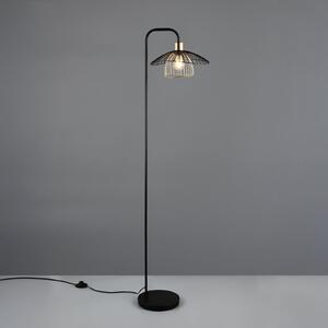 Reality Leuchten Φωτιστικό δαπέδου Lauris, μαύρο ματ, ύψος 155 cm, μέταλλο, E27, Μαύρο, Σαλόνι / τραπεζαρία, Μέταλλο, σύγχρονο, Ελεύθερος κατακόρυφος προβολέας