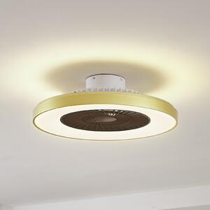 Lindby Ανεμιστήρας οροφής LED Teleo, ορειχάλκινος, DC, αθόρυβος, Tuya, ρυθμιζόμενος, Χρυσό / Ορείχαλκου, Σαλόνι / τραπεζαρία, Πλαστικό, σύγχρονο