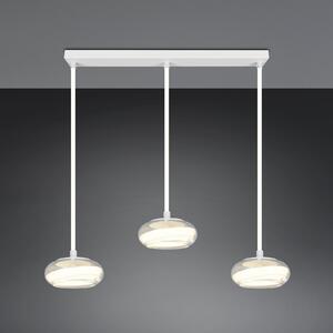 Trio Lighting Κρεμαστή λάμπα LED Tarsia, λευκό ματ, μήκος 91 cm, γυαλί, 3 φώτα., ρυθμιζόμενος, Λευκό, Σαλόνι / τραπεζαρία, Γυαλί, σύγχρονο
