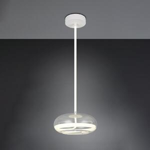 Trio Lighting Κρεμαστή λάμπα LED Tarsia, λευκό ματ, Ø 40 cm, γυαλί, ρυθμιζόμενος, Λευκό, Σαλόνι / τραπεζαρία, Γυαλί, σύγχρονο