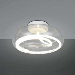 Trio Lighting LED φωτιστικό οροφής Tarsia, λευκό ματ, Ø 40 cm γυαλί, ρυθμιζόμενος, Λευκό, Σαλόνι / τραπεζαρία, Γυαλί, σύγχρονο