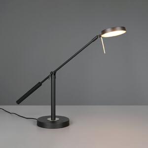 Trio Lighting LED επιτραπέζια λάμπα Monza, μαύρο ματ, ύψος 52 cm, μέταλλο, ρυθμιζόμενος, Μαύρο, Μελέτη / Γραφείο, Μέταλλο, σύγχρονο