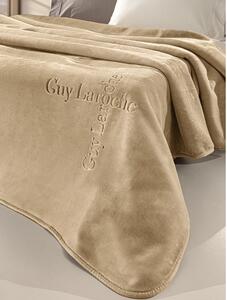 Κουβέρτα Βελουτέ Υπέρδιπλη (220x240) Guy Laroche Logo Almond