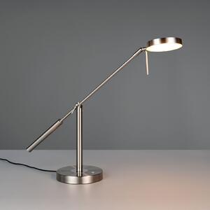 Trio Lighting LED επιτραπέζια λάμπα Monza, χρώμα νικελίου, ύψος 52 cm, μέταλλο, ρυθμιζόμενος, Μεταλλικό, Μελέτη / Γραφείο, Μέταλλο, σύγχρονο