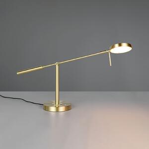 Trio Lighting LED επιτραπέζια λάμπα Monza, χρώμα ορείχαλκου, ύψος 52 cm, μέταλλο, ρυθμιζόμενος, Χρυσό / Ορείχαλκου, Μελέτη / Γραφείο, Μέταλλο, σύγχρονο