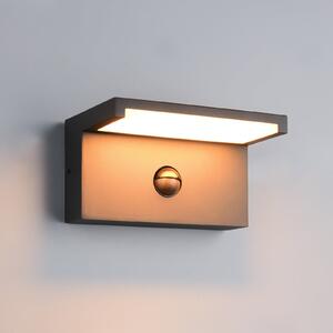 Trio Lighting Λάμπα LED εξωτερικού χώρου Ravi, ανθρακί, πλάτος 18 cm, αισθητήρας, IP54, Μαύρο, Αλουμίνιο, σύγχρονο