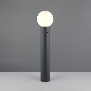 Trio Lighting Λάμπα δρόμου Mures, ανθρακί, ύψος 80 cm, μέταλλο, αισθητήρας, Μαύρο, Αλουμίνιο, σύγχρονο
