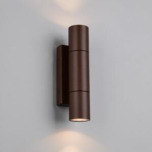 Trio Lighting Εξωτερικός φωτιστικός τοίχου Yamuna, χρώμα σκουριάς, ύψος 23 cm, μέταλλο, IP65, ρυθμιζόμενος, Καφέ / Σκουριάς, Αλουμίνιο, σύγχρονο