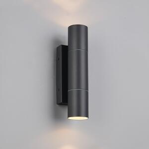 Trio Lighting Εξωτερικός φωτιστικός τοίχου Yamuna, ανθρακί, ύψος 23 cm, μέταλλο, IP65, ρυθμιζόμενος, Μαύρο, Αλουμίνιο, σύγχρονο