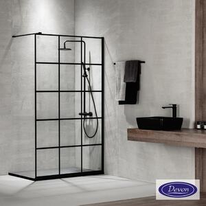 DEVON Iwis Decor Walk-in IW70DC-400 Διαχωριστικό Κρύσταλλο Ντουζιέρας με βραχίονα στήριξης BLACK Matt 67-69 εκ. - ύψος 200 εκ