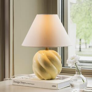 Globen Lighting Επιτραπέζια λάμπα DAHLIA, μπεζ/κίτρινο Ύψος 31 cm, Μπεζ, Σαλόνι / τραπεζαρία, Ύφασμα / Κλωστοϋφαντουργία