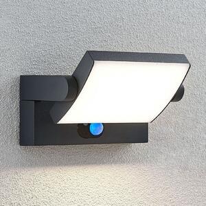 Lindby Φωτιστικό τοίχου LED με ηλιακή τροφοδοσία Sherin, ανθρακί, αισθητήρα,, Μαύρο, Αλουμίνιο, σύγχρονο