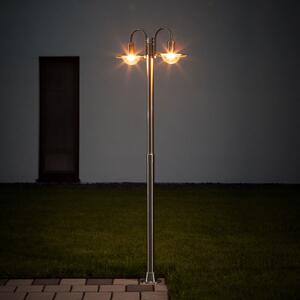 Lindby Φωτιστικό στύλου Damion, 200 cm, 2-φωτισμός, E27, IP44, ρυθμιζόμενος, Μεταλλικό, Ανοξείδωτος χάλυβας, σύγχρονο
