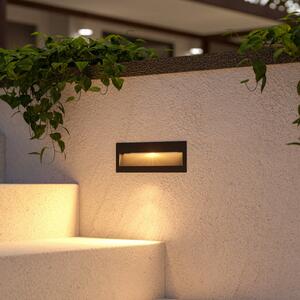 Lucande LED φωτιστικό τοίχου Loya, 23 x 8 cm, γκρι, IP54, Μαύρο, Αλουμίνιο, σύγχρονο, Γωνιακά φωτιστικά