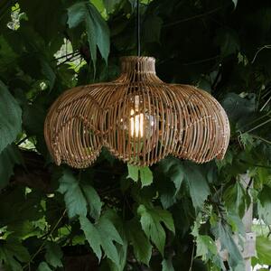 PR Home Εξωτερικό φωτιστικό Belle, φυσικό ρατάν, Ø 43 cm, βύσμα IP44, Ξύλου, Ξύλο