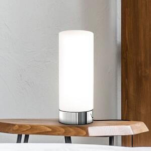 B.K. Licht Επιτραπέζια λάμπα Gari, ύψος 24,5 cm, χρώμιο/λευκό, γυαλί, E14, ρυθμιζόμενος, Λευκό, υπνοδωμάτιο