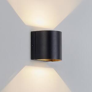 Lindby Gladis λαμπτήρας τοίχου LED εξωτερικού χώρου, Μαύρο, Μέταλλο, σύγχρονο