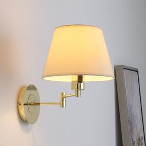 Lindby φωτιστικό τοίχου Pola, 30 cm, ορείχαλκος, επεκτεινόμενο, ύφασμα