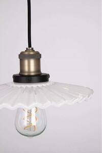 Globen Lighting Κρεμαστό φωτιστικό COBBLER, λευκό, Ø 25 cm, ρυθμιζόμενος, Λευκό, Σαλόνι / τραπεζαρία, Γυαλί, Vintage
