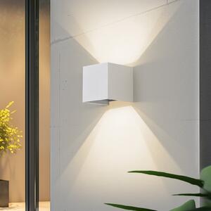 Lindby Smart LED φωτιστικό τοίχου εξωτερικού χώρου Dara, 10 cm, λευκό, CCT Tuya, ρυθμιζόμενος, Λευκό, Αλουμίνιο, σύγχρονο